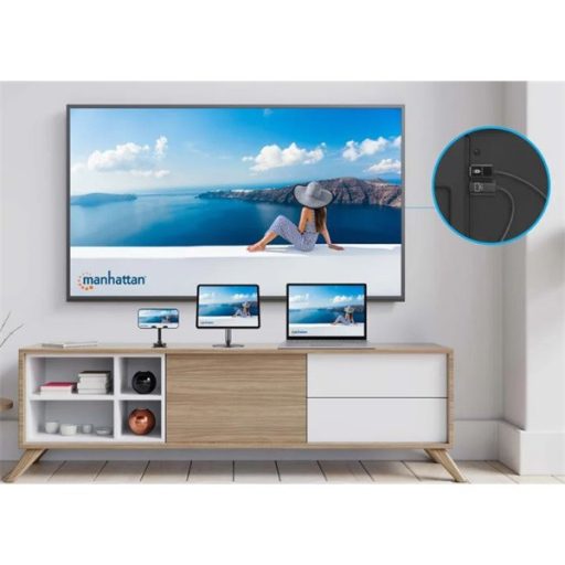 MANHATTAN Wireless kijelzőadapter, Prezentációs Kit, HDMI 1080p@60Hz, USB-C, USB-A, fekete