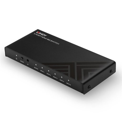 LINDY Switch HDMI 5 portos, 18G, távirányítóval