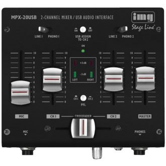 Monacor MPX-20USB 3-csatornás sztereó dj keverőpult