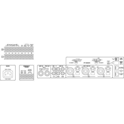 Monacor PA-1240 5-zónás pa monó keverőerősítők, 240 w