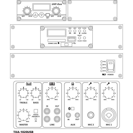 Monacor TXA-1020USB portable high-power amplifier systems