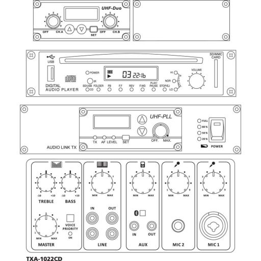 Monacor TXA-1022CD portable high-power amplifier systems